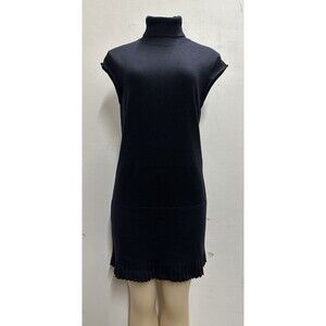 Iisli women size small dark navy sweater sleeveless dress and pleated hem detail